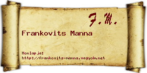 Frankovits Manna névjegykártya